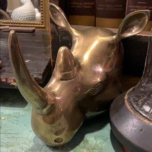 Very rare solid brass rino head